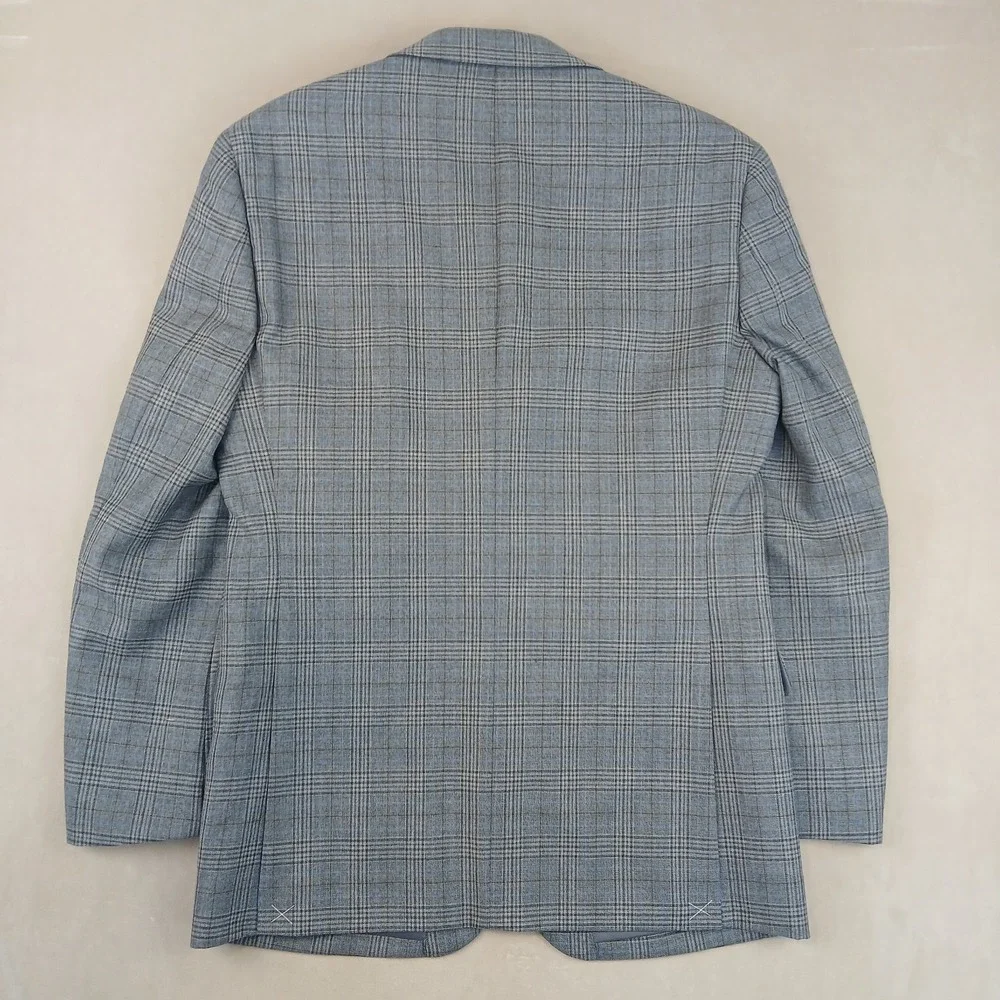 Pronto Uomo Platinum‎ 38R Mens Blazer Sport Coat Plaid Gray 19x30 Modern London